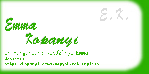 emma kopanyi business card